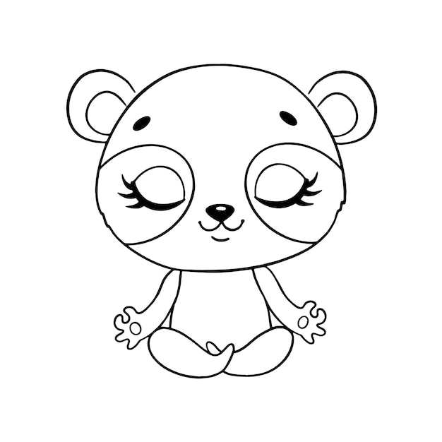 Desenho de página para colorir de doodle kawaii bonito animal de desenho de  urso