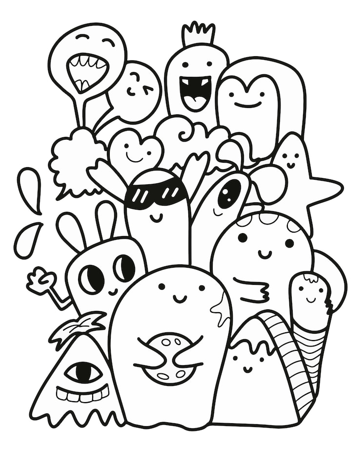 Vetor doodle art cartoon desenhado à mão arte vetorial engraçada design de identidade corporativa