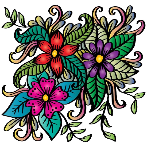 Vetor doodle arte flores zentangle ilustração floral