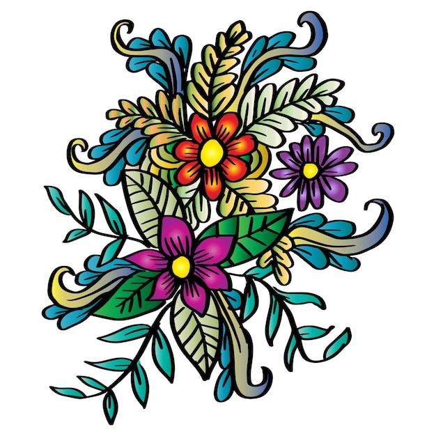Doodle arte flores zentangle ilustração floral
