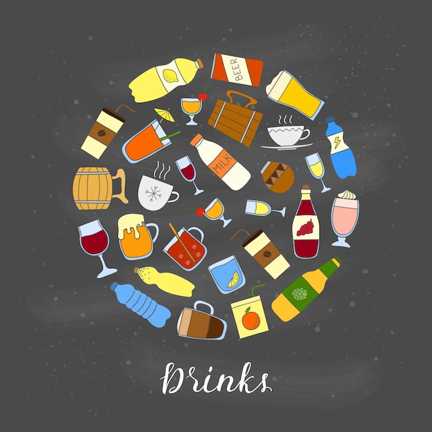 Doodle bebidas em círculo