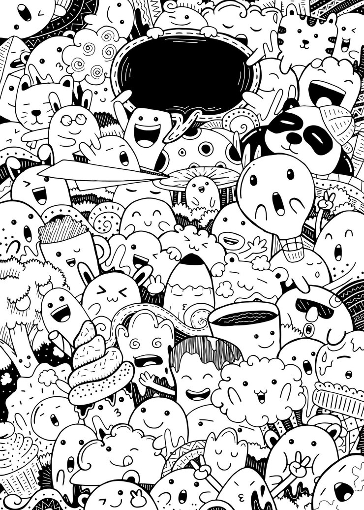doodle bonito em estilo cartoon plana