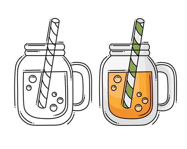 Doodle clipart de linha plana. vidro de vetor simples com uma bebida. todos os objetos são repintados.