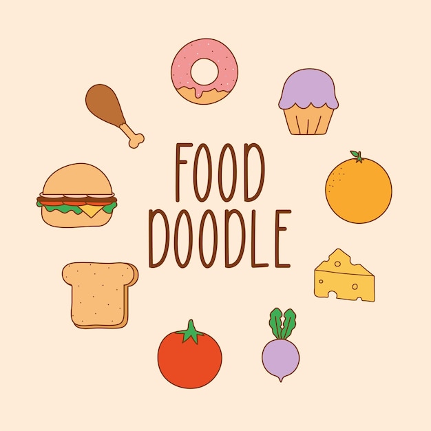 Doodle comida cartão