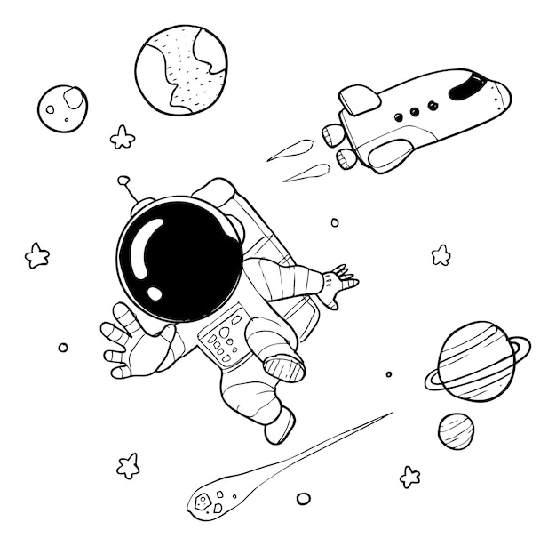 Doodle de astronauta bonito