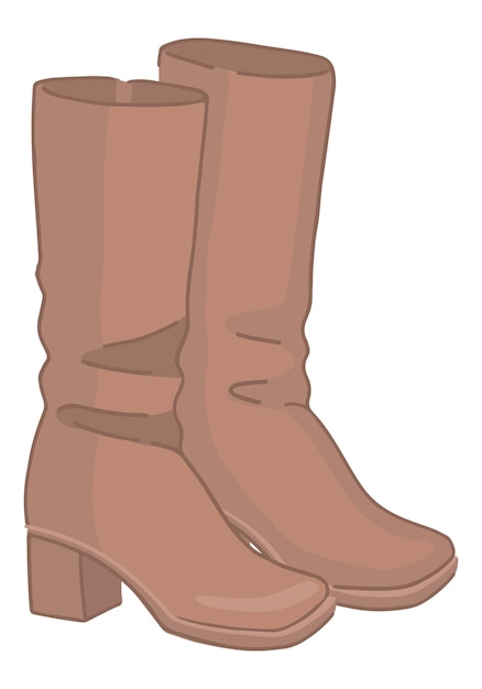 Vetor doodle de botas altas femininas clipart de desenho animado de calçado de outono ilustração vetor isolado em fundo branco