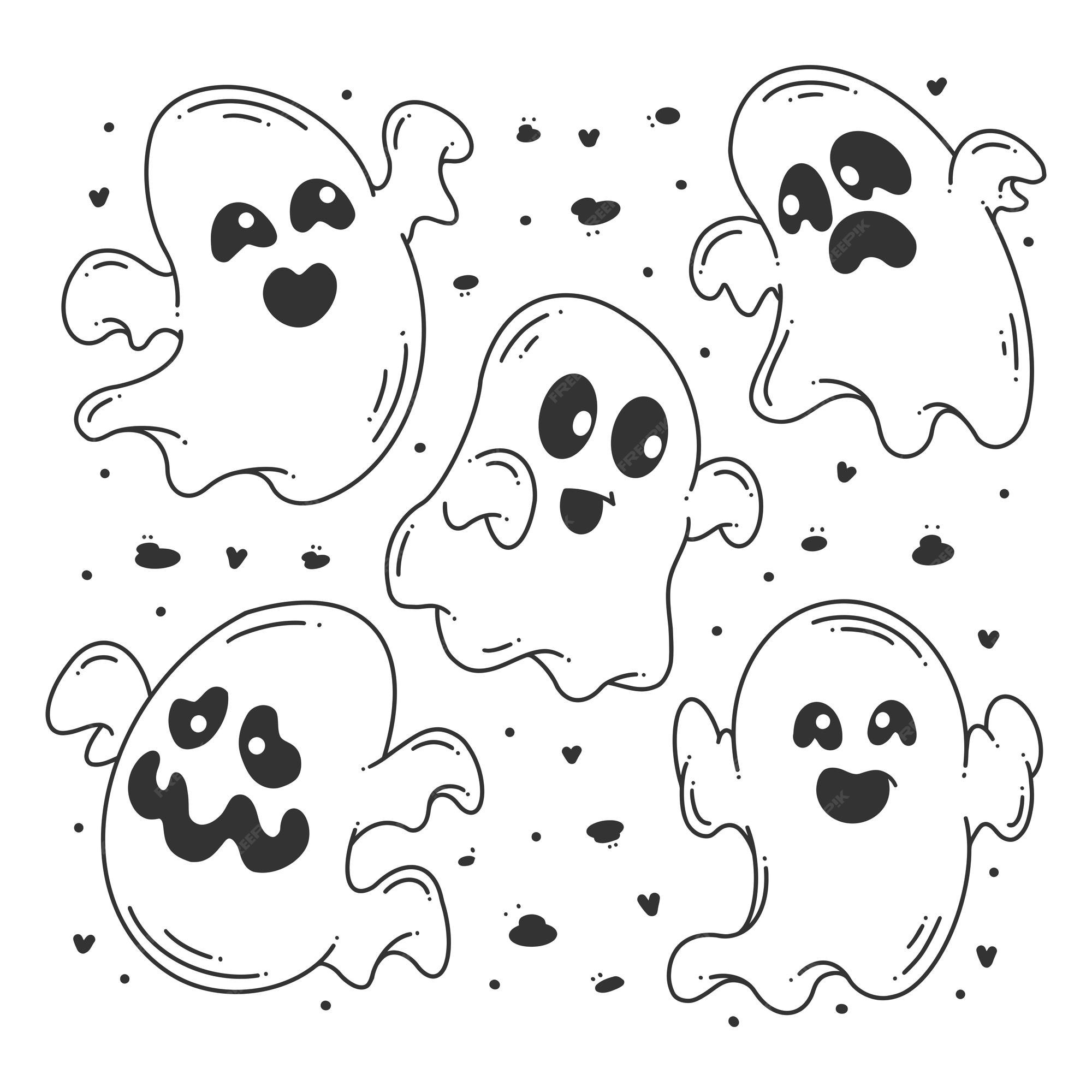 conjunto de ilustrações no estilo de doodle sobre o tema do halloween.  desenhos simples e fofos com fantasmas, abóboras e doces. fotos engraçadas  para crianças 10403146 Vetor no Vecteezy