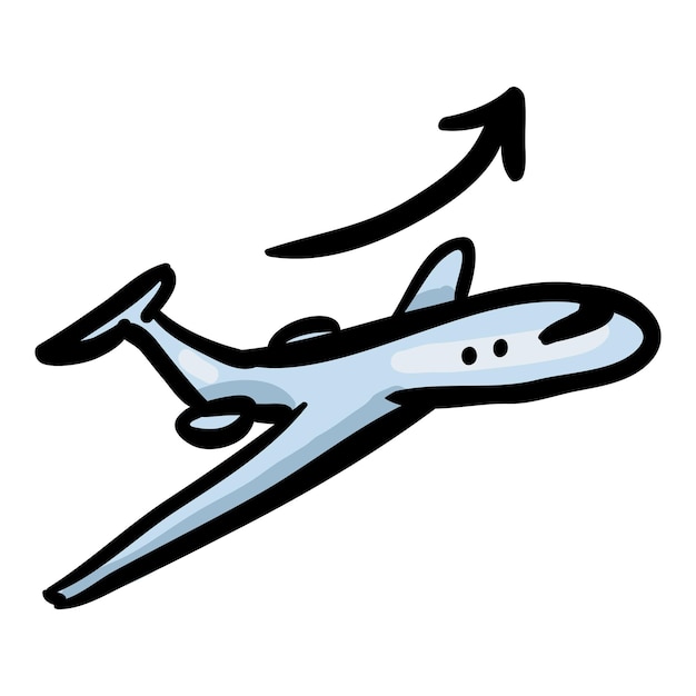 Doodle de decolagem de avião ícone único