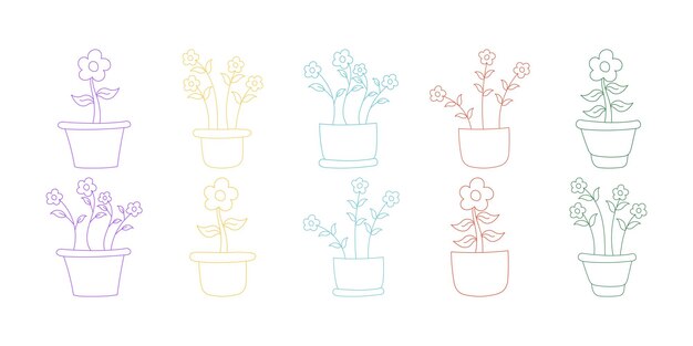 Vetor doodle de desenho de plantas florais