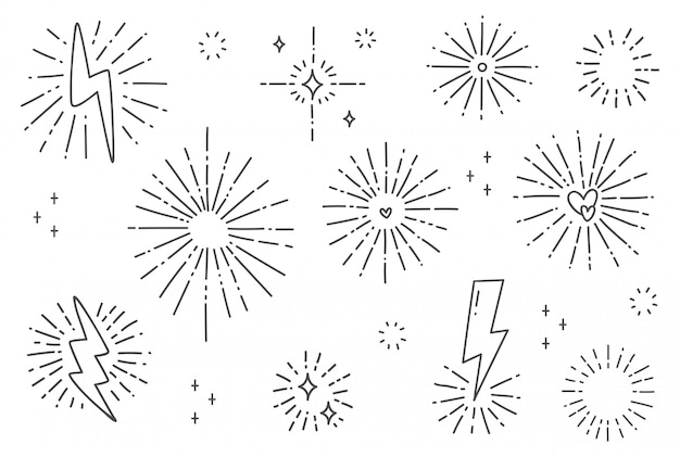 composição de fogos de artifício com imagens de doodle de pontos de fogos  de artifício de estilo desenhado à mão de desenho de forma diferente  6207107 Vetor no Vecteezy