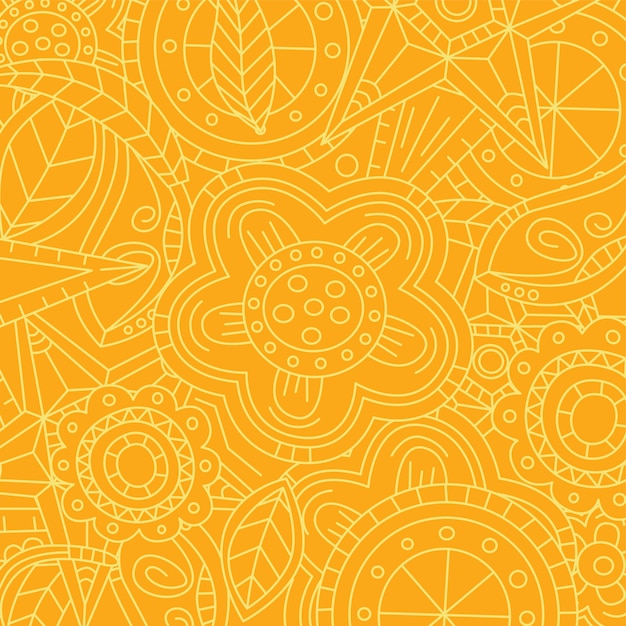 doodle de flor floral laranja padrão