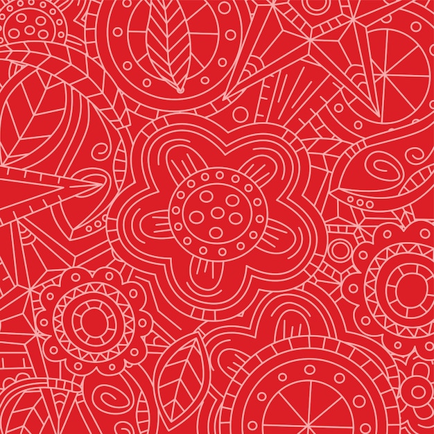 Doodle de flor floral vermelho padrão