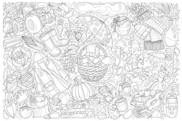 Doodle de outono definir ilustração de fundo