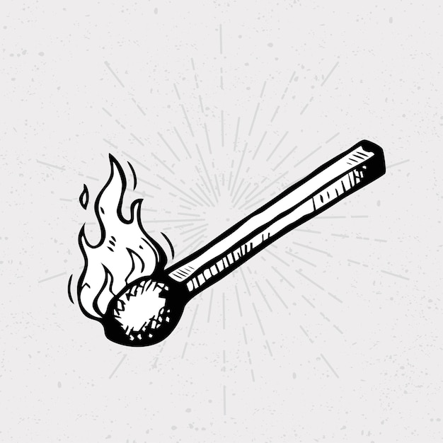 Vetor doodle de sinal de correspondência ilustração de icona vetor de símbolo de fogo.