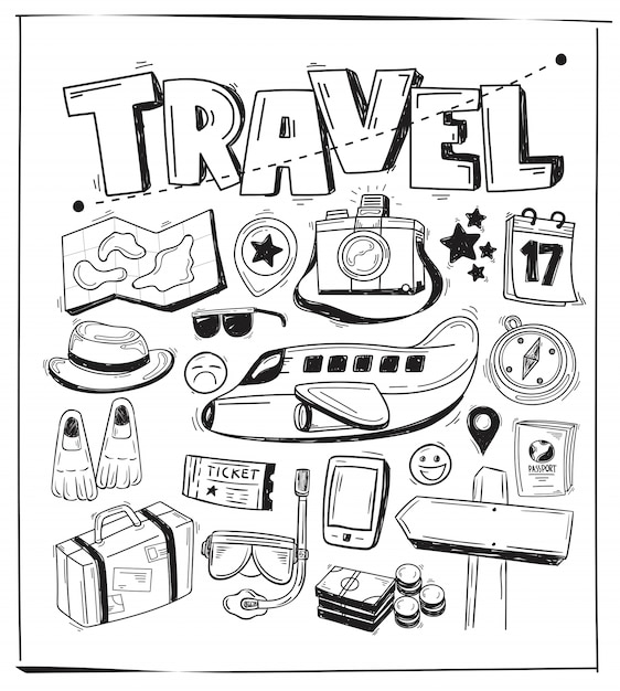 Vetor doodle de tema de viagem