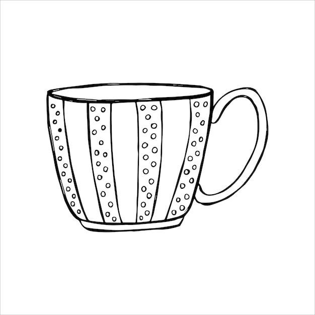 Doodle de xícara de chá ou café desenhado à mão ou esboçar imagem plana