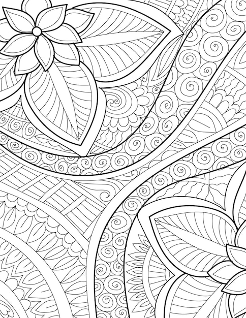 Doodle decorativo estilo de design Mehndi página para colorir floral para adultos Ilustração infantil