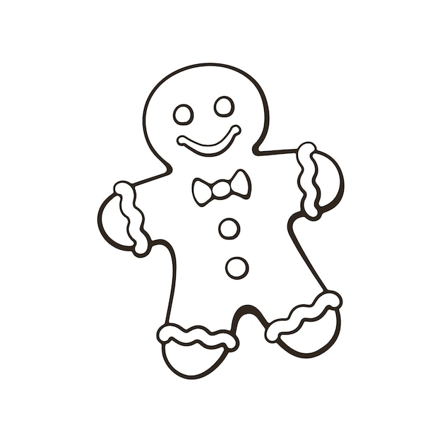 Doodle desenhado à mão de biscoitos de natal ilustração em vetor de boneco de gengibre