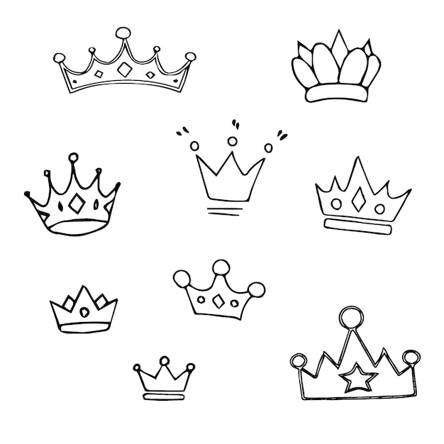 Vetor doodle desenhado à mão de coroas
