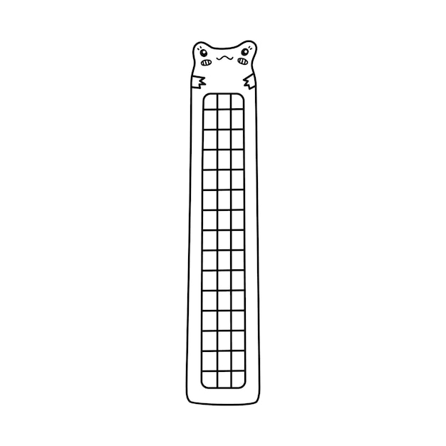 Doodle desenhado à mão de marcador kawaii com rosto de sapo para crianças escritório para livros e leitura com sapo marcador com bonito anfíbio vector clipart com esboço de material de volta para a escola