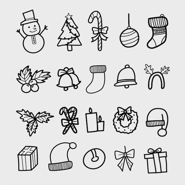 Doodle desenhado à mão do elemento de Natal