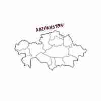 Vetor doodle desenhado à mão mapa do cazaquistão ilustração vetorial