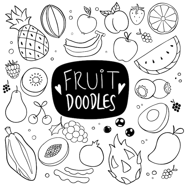 Doodle desenhado mão de fruta