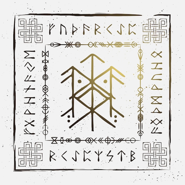 Doodle escandinavo vincular proteção de runa