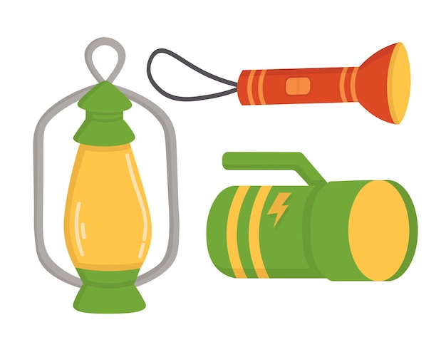 Vetor doodle flat clipart lanterna do viajante todos os objetos são repintados