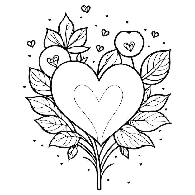 Vetor doodle flor de amor de valentino rosa coração ilustração esboço desenho à mão