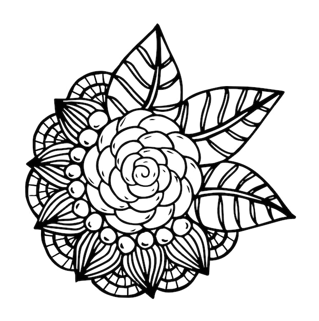 Vetor doodle floral desenhado de mão