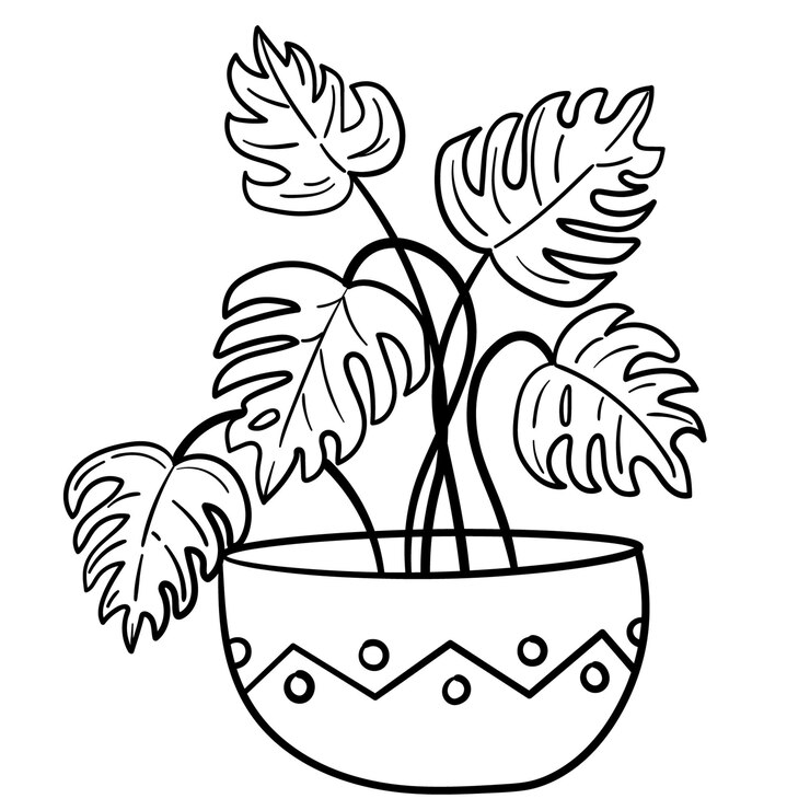 Vetor doodle flores em um vaso de forma incomum, plantas de interior