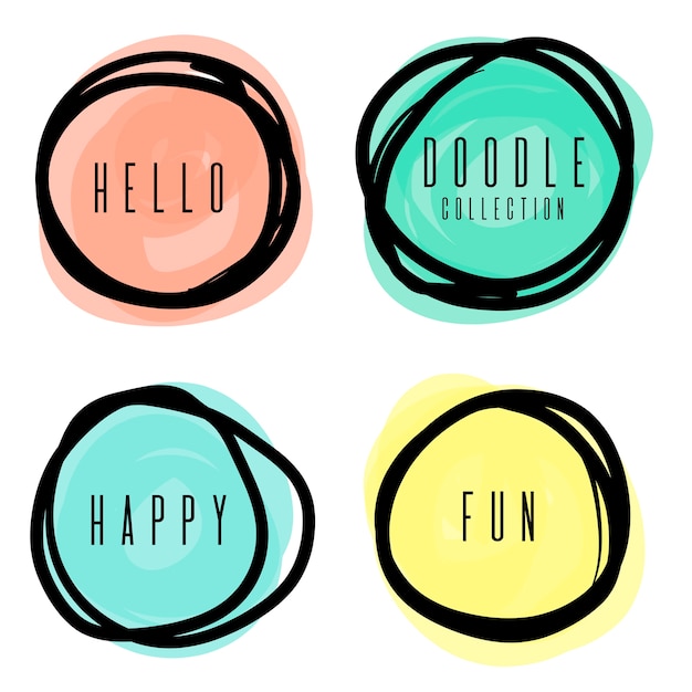 Vetor doodle formas de círculo em quatro cores diferentes