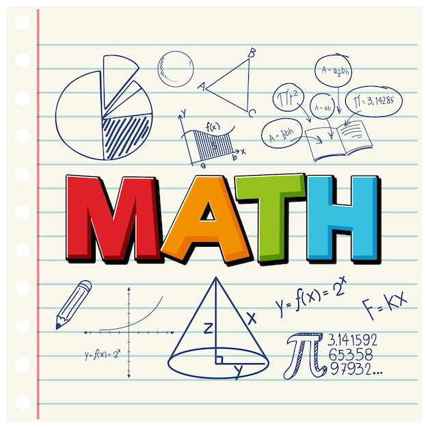 Doodle fórmula matemática na página do caderno