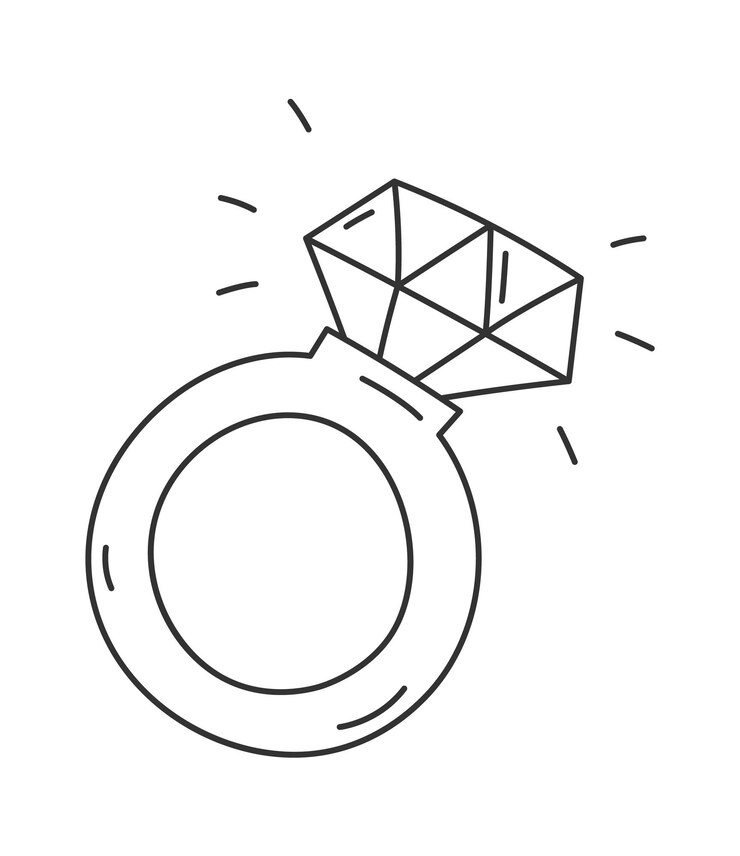 Vetor doodle forrado de anel de joalheria