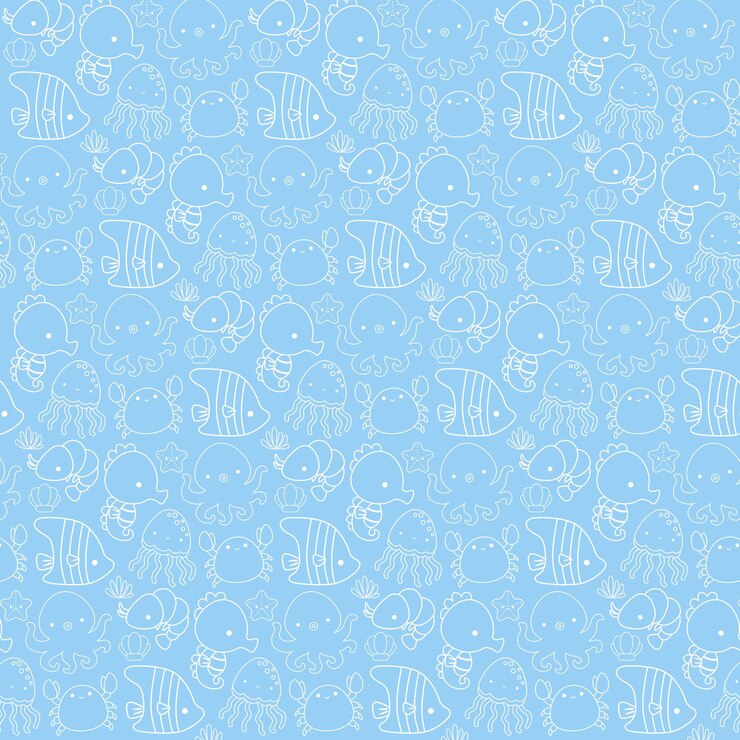 Doodle fundo bonito de animais marinhos