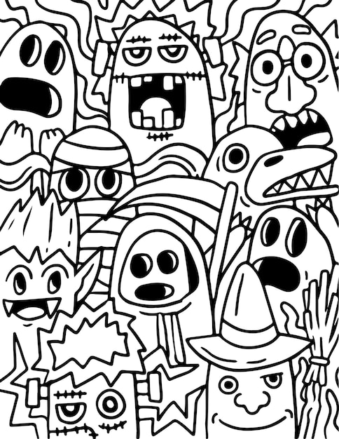 doodle halloween para colorir