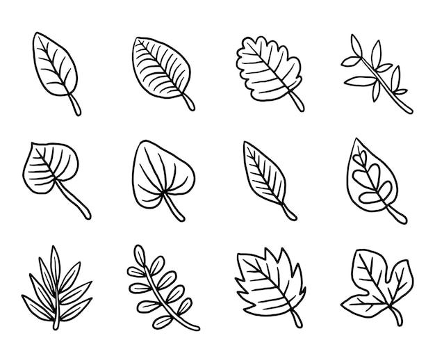 Doodle ícone de folha seca de outono