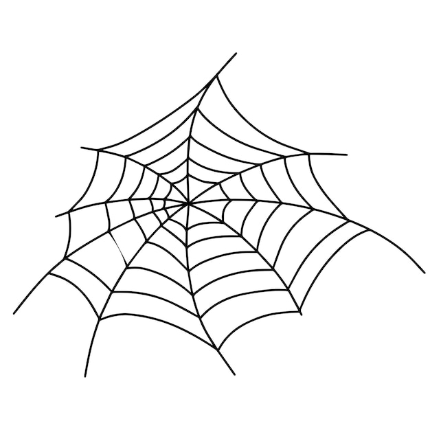 Doodle ícone de teia de aranha isolado no símbolo branco do dia das bruxas ilustração vetorial de esboço