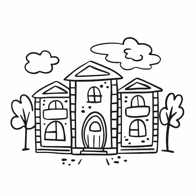 Doodle ilustração vetorial de casa de contorno
