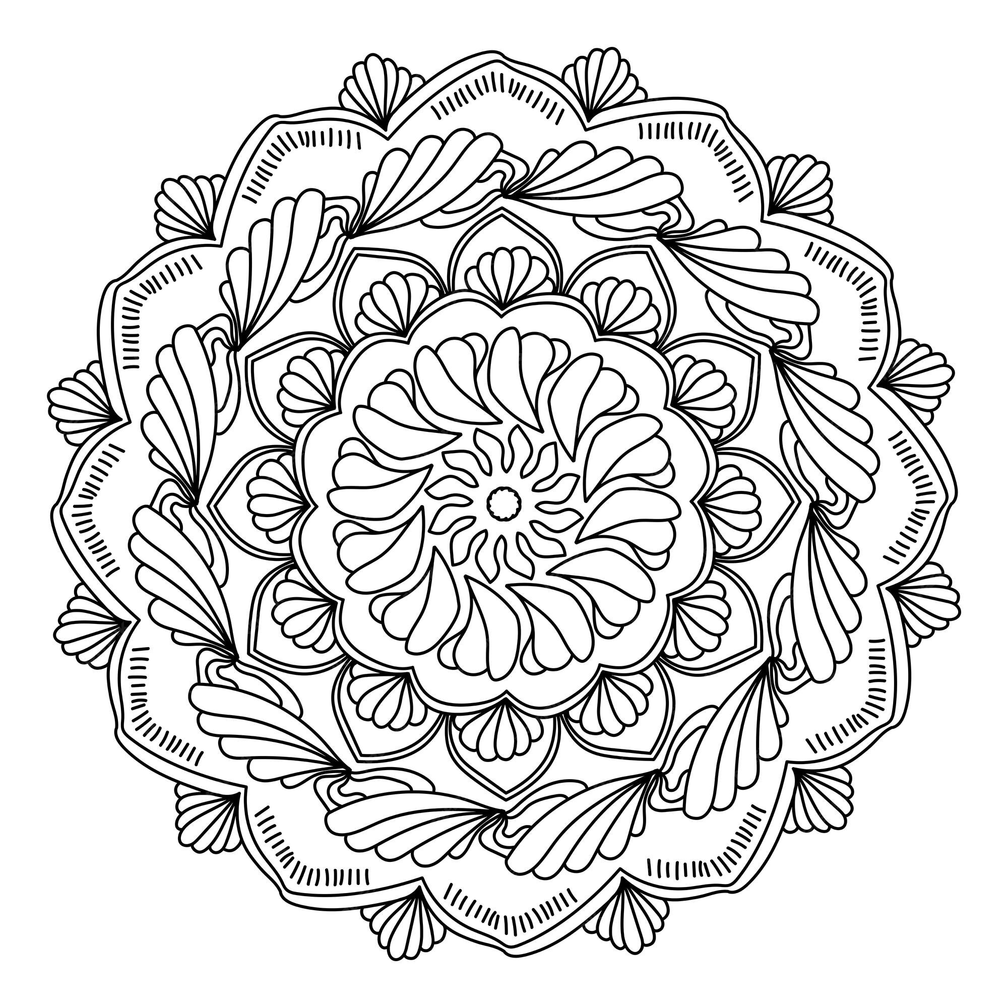 Desenho de Mandala pétalas de flores para Colorir - Colorir.com