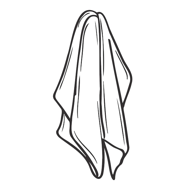 Doodle pendurando toalha esboço isolado pn fundo branco