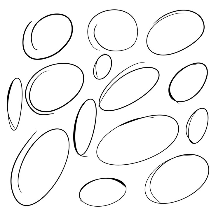 Vetor doodle realce ovais esboço de marcador conjunto de quadros de círculos desenhados à mão destacando texto importante