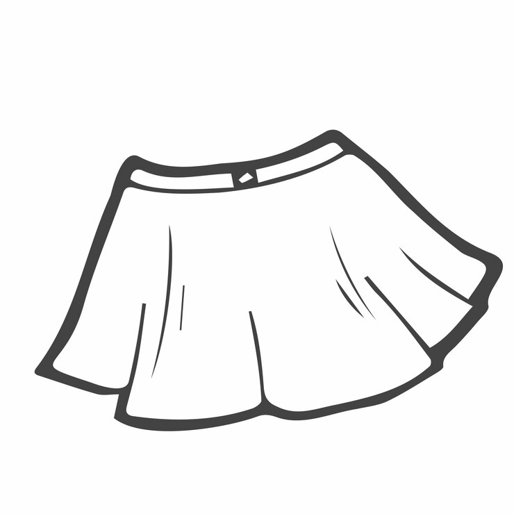 Vetor doodle saia desenhada à mão ilustração vetorial preto na linha branca