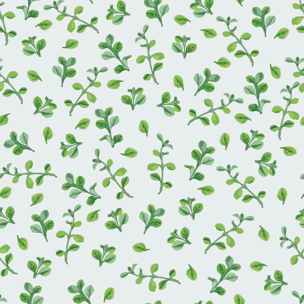 Doodle sem costura folhas minúsculas verdes padrão cartão de saudação ou tecido