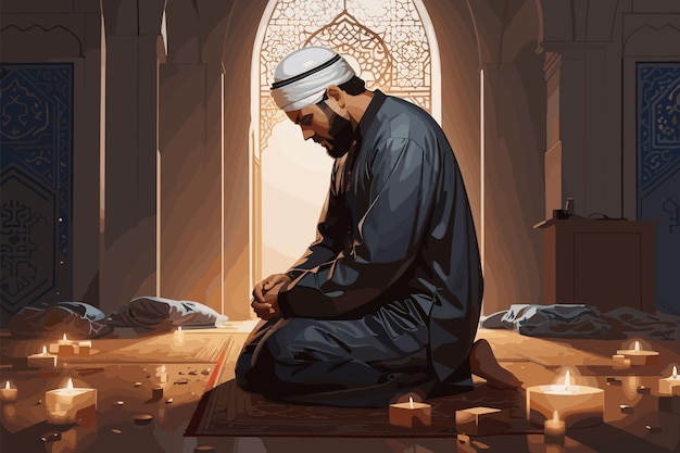 Vetor dores sagradas uma viagem de luto dentro do santuário silencioso da mesquita