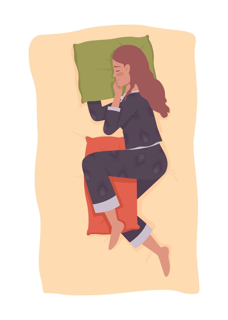 Vetor dormindo com travesseiro entre as pernas ilustração isolada em vetor 2d
