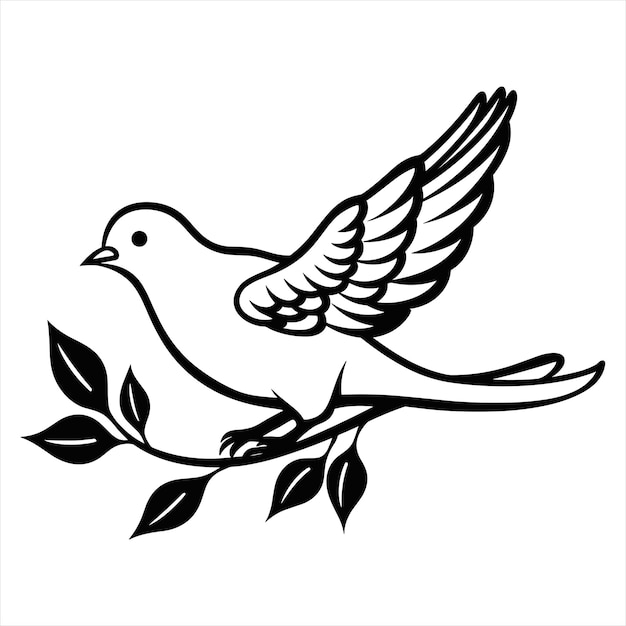 Vetor dove clipart vetor simples preto e branco