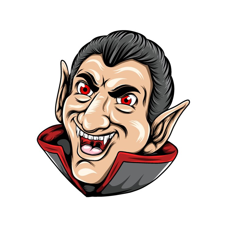 Vetor drácula apenas uma cabeça posada com seu grande sorriso e suas longas orelhas