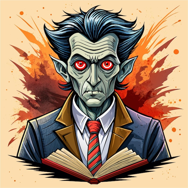 Vetor drácula frankenstein monstro zumbi vampiro desenhado à mão personagem de desenho animado adesivo conceito de ícone